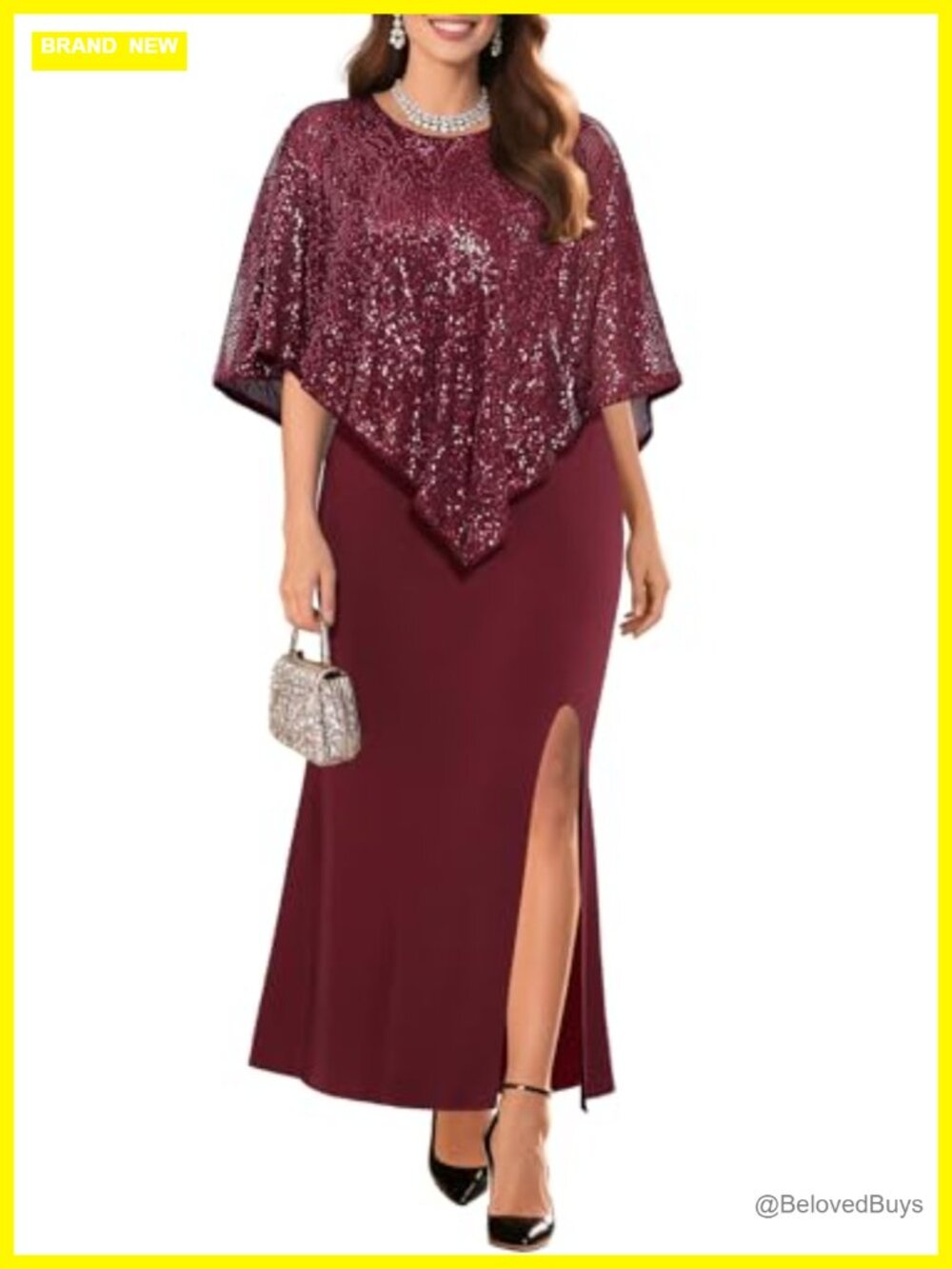 Plus Size Sequin Mermaid Gown Formal Evening Wedding Guest Dress